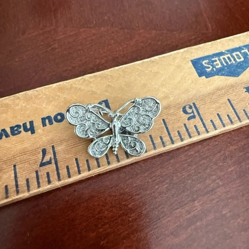 Vintage Silver Tone Butterfly Brooch